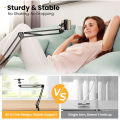Alogy Overhead Video Stand Adjustable And Foldable Scissor Arm Stand For Mobile With Adjustable Mobile Holder And Table Mounting Clamp For video Shooting Reels Pictures Phone Stand Holder for Overhead Video Filming Livestream Flat Photography Videography. 