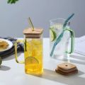 Glass Drinking Cup Compact Water Cup Soda Can Glasses Milk Mug Multi-function Juice Bottle with Handle Glass Water Bottle Soda Glass Cups Drinking Mug Bamboo Jug With Cover Travel. 