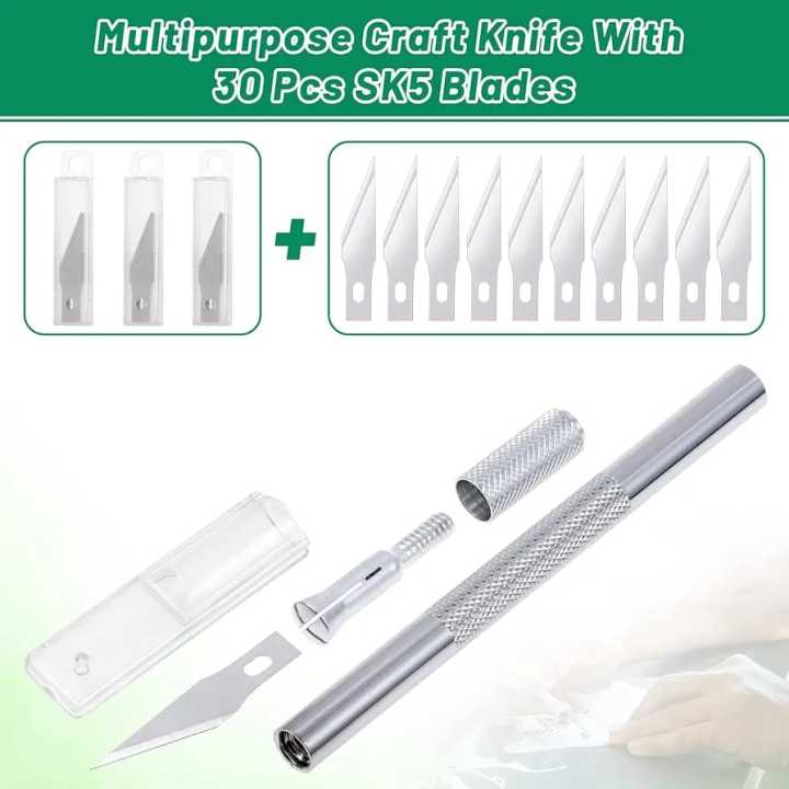 Pen Type Paper Cutter Precision Cutter x-acto knife for Artists pen knife knives Metal Precision Paper Cutting Cutter Art Tool For Craft Set Model Making Carving Scoring Pen Type With 6 Blades For DIY Creator