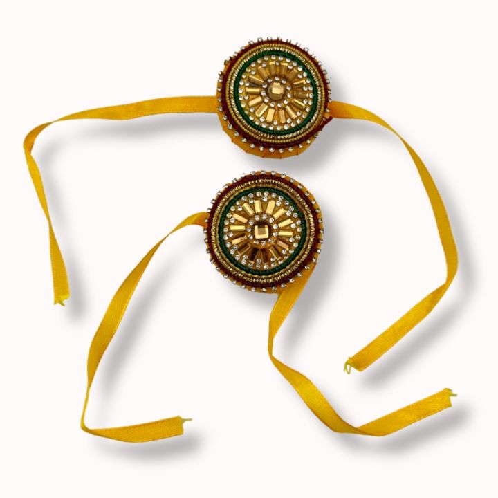 BEAUTIFUL BRIDAL GAANA WRIST BAND FOR WEDDING CEREMONY - PAIR OF TWO YELLOW COLOR BRIDAL GAANA