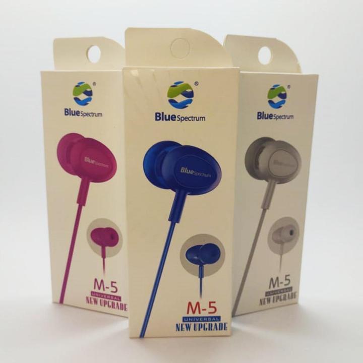 Original blue spectrum m5 handsfree Stereo Earphones High Base For All Mobile Phones