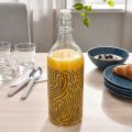 IKEA KORKEN Water Bottle with stopper, clear glass, 1.0 L for Milk, Juice and decoration. 