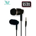 Maaz High Quality Mobile Handsfree, In-ear, Tangle Free, Black color, 1.2mm length, Aux Connector. 