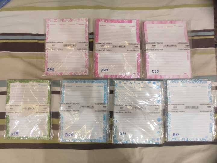 COLORED ASSIGNMENT PAPERS - Bordered (Narrow Lining) 70 Grams, A4 Size ...