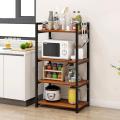 Rack for Kitchen,4-Tier Kitchen Storage Shelf Rack,Microwave Cart Coffee Bar Microwave Stand Rack with 4 Hooks,Bakers Racks for Kitchens with Storage(Rustic Brown) By Moosa's shop. 
