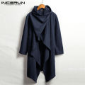 Pick for you INCERUN Mens Fashion Hooded Cloak Cape Coat Loose Long Cardigan Casual Gothic. 