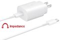 Original 25W Super Fast Charger PD Quick Charging | Super Fast Charger with Dual Type C Cable | Compatible 25W Samsung Charger | 25W PD Travel Adapter with Type C to Type C Cable | 25W PD Super Fast Charging Adapter Compatible for Samsung Galaxy Devices. 