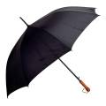 Large Size Umbrella with Wooden Shaped Handle - Black Color. 