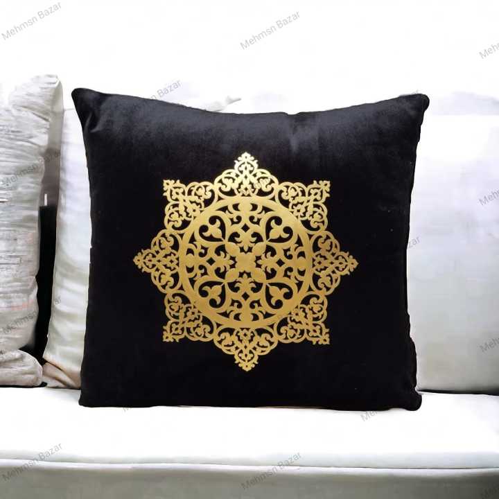 16*16  Luxury Velvet Laser Cut Sofa Cushion Cover Velvet Cushion Designed With Leaser Work, Front Velvet , Back Silk with Side Zip By Mehman Bazar. Floor,sofa,bed cushion cover