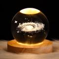 3D Crystal Ball Globe Table Lamp with Wood Base Moon Light Lamps Night Light for Children Birthday Gifts Novelty Home Decor. 
