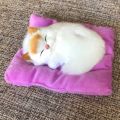 Kid Realistic Mew Sound Cat Sleeping in Nest Activated Carbon Plush Toy Car Decor. 