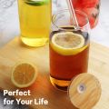 Reusable Boba Bubble & Smoothie Cups - Mason Jar - Glass Cup With Glass Straw and Bamboo Lid - Reusable Glass Travel Tumbler for Iced Coffee Large Pearl Juices Cocktail, Cold Drinking Glass Hot Coffee Mug - Juice Milk Cup - Drinkware, Cups, Mugs & Saucers. 