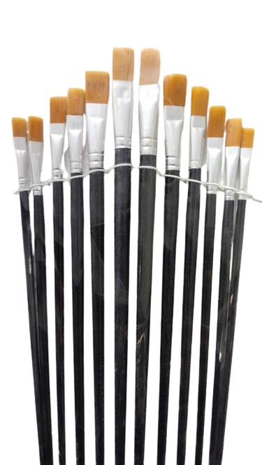 12pcs Drawing Paint Painting Brush Set Wooden Flat paint brush set- sizes 1 to 12#