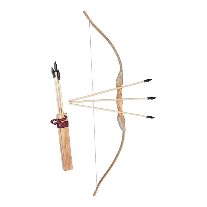 Kids Toys - Traditional Wooden Archery Bow Arrow Set for Kids with Holder - Soft Rubber Arrow Tip, Long Range Ertughrul Archery Set - Like Real - Organic Kids Outdoor Play Toys - Adventure Toys