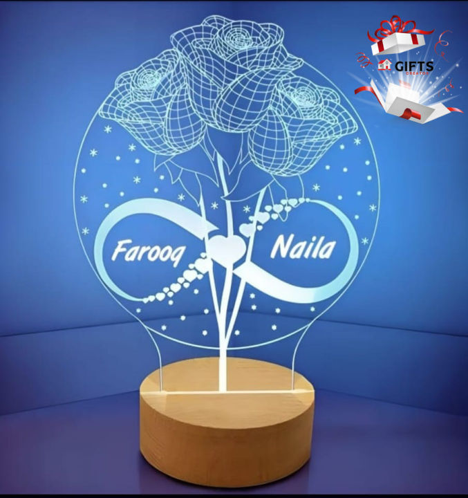 PERSONALIZED NAME LAMP | Rose name lamp | 3d Name Lamp | Customize 3d illusion lamp, Your Name Lamp,3D Light Lamp, Night Lamp, Decoration Piece, Gift Piece RGB COLOR ALSO AVAILABLE