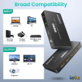 Upgrade Your Home Entertainment with KOOFIT 4K HDMI Switch 3-in-1 Out! Seamlessly switch between multiple devices, enjoy stunning 4K UHD and 3D content, and take control with the included remote. Ideal for PS5, PS4, Fire Stick, Apple TV, Xbox, and more. E. 