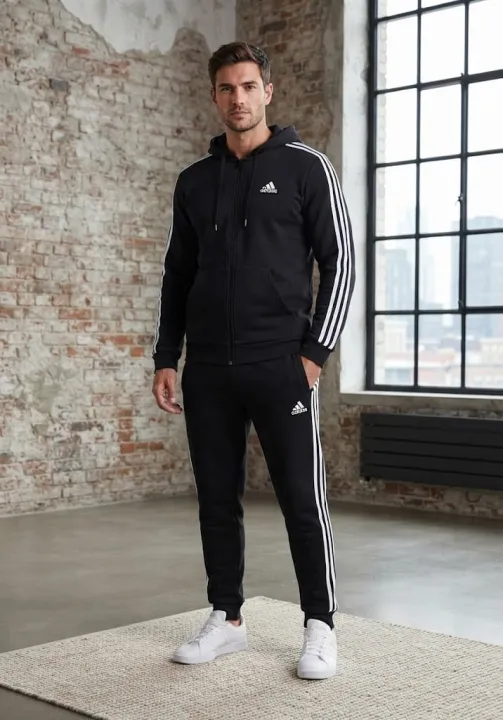Adidas%20Men's%20Brown%203-Stripes%20Winter%20Zipper%20Tracksuit%20-%20Heavy%20Brush%20Fleece%20Inside%20-%20Warm%20Hooded%20Co-ord%20Set%20-%20Image%204
