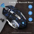 PRO WIRELESS GAMING MOUSE 6D 2.4GHZ+BLUETOOH DUAL MODE RGB RECHARGEABLE LONG BATTERY TIMING. 