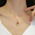 DIEYURO 316L Stainless Steel Red Tulip Flower Pendant Necklace For Women Girl Fashion Clavicle Chain Choker Jewelry Gift Wedding. 