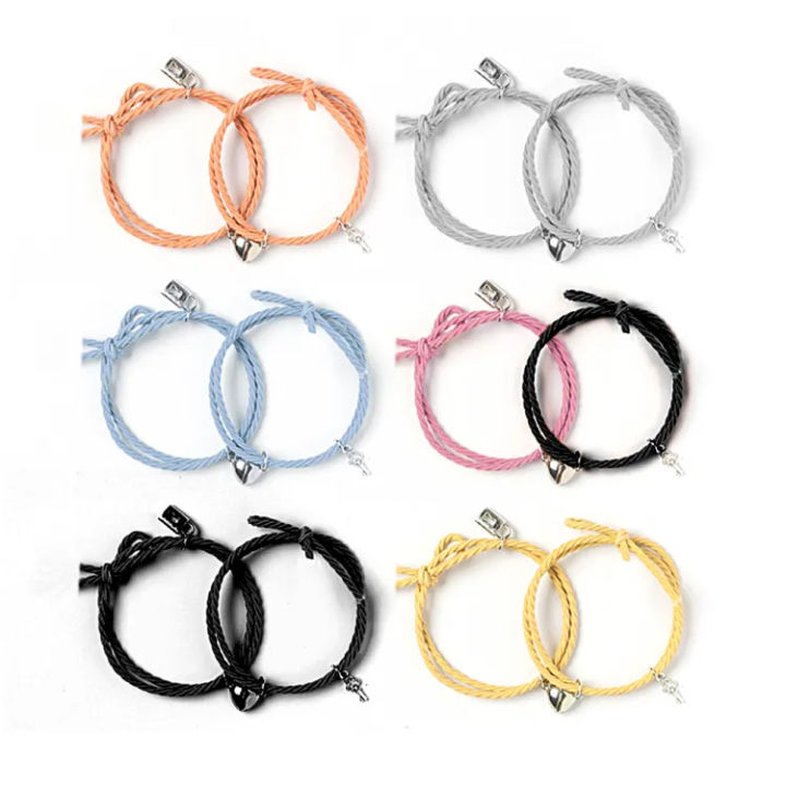 Lock and key braclet-Magnet bracelet for couple- rope heart braclet for friends, gift, charm accessories