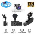 SMART F6 3 CHANNELS WIFI 4K ULTRA HD DASH CAM WITH 5G WIFI6 AND GPS SUPPORT FRONT REAR CABIN CAR CAMERA NIGHT VISION LOOP RECORDING PARKING MONITOR G SENSOR VEHICLE DVR RECORDER. 