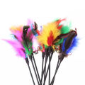 Soft Colorful Cat Teaser Interactive Training Toy Rod with Bell & Feather. 