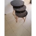 Set Of 3 Nesting Table With Glossy MDF Top And Metal Stand Coffee Table Set Serving table. 