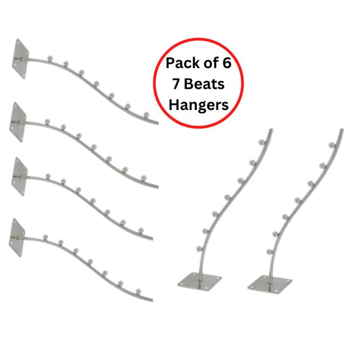 Metal Strong High Quality Wall Mount Cloth Hanger, Coat Hanger Stand for hanging 7 Hangers - 6 Pcs Hanging Hangers Stand