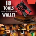 18 In 1 Pocket Card Wallet Ninja Card Multitool Survival Tool Outdoor Screwdriver Stainless Steel Black. 