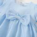 Baby Girl Dress Square Neck Cotton Plain Color Princess Dress Newborn Baby Summer Bow Dress Girl Clothing. 