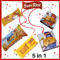Pack of 5-- Sunrise Gift Pack--Pillow Pack Rusk, Cake Rusk, Walnut Cake, Marble Cake, Half Pillow Pack Rusk. 