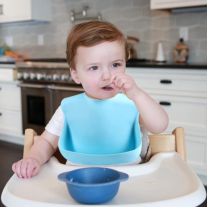 Silicone Bibs for Babies & Toddlers - Adjustable and Durable  Waterproof Silicone Bib