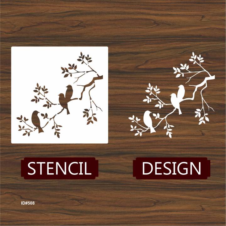 Birds%20On%20A%20Branch%20Wall%20Stencil%20Used%20for%20Wall,%20Wood,%20Fabrics%20Decoration%20Card%20Template%20Id%20508%20-%20Image%204
