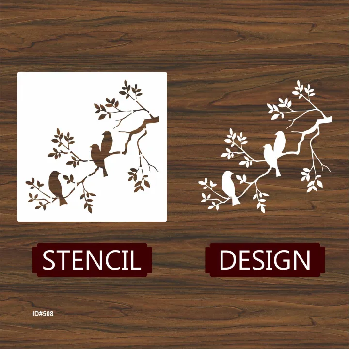 Birds%20On%20A%20Branch%20Wall%20Stencil%20Used%20for%20Wall,%20Wood,%20Fabrics%20Decoration%20Card%20Template%20Id%20508%20-%20Image%204