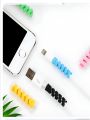 Silicon USB Cable Protector Charger Wire Saver 1 Pieces Covering Set Earphones Winder with Spiral Shape Clip for Android/Laptop/Charging Cords. 