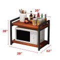 Mircowave Stand for Kitchen with Metal Frame and Wooden Shelf, Oven Stand Kitchen Organizer for Home. 