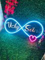 Infinity Sign Couples Name Customized Neon Wall Frame, Size 10 x 18 Inches with 1.5A Adapter. 