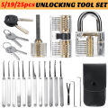 Accessories 【All-in-one】(5/19/25pcs ) Lock Picking Set Unlocking Tool Set Locksmith Practice Lock Pick Key Extractor Padlock Lockpick Tool Kits With Carrying Bag. 