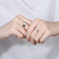 Pair of Adjustable Engagement Couple Rings set With Box for Girls and Boys Silver Diamond Cuple Rings Pair resizable. 