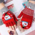 Convertible Gloves Winter Half Finger Mittens Stretchy Knit Fingerless Gloves with Mitten Cover for Kids Teens Christmas F3MD. 