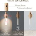 USB Rechargeable Wall Light Wood Indoors with Motion Detector Induction, Rechargeable Battery LED Wall Lamp Warm White Magnetic Bedside Lamp for Living Room Bedroom Staircase Hallway. 