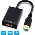 USB 3.0 to HDMI Adapter, Ablewe USB 3.0 / 2.0 to HDMI 1080P Full HD(Male to Female) Video Audio Multi Monitor Converter Adaptor for PC Laptop Projector HDTV Compatible with Windows XP 7/8/8.1/10. 