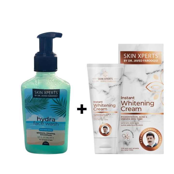 Instant Whitening Cream+Hydra Face Wash Treats Acne, Pigmentation & Uneven Skin Tone | face whitening cream | brightening cream | instant face whitening cream