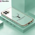 Jizetin (Free Lanyard) for OPPO F17 Pro / A93 2020 / Reno4 F Back Cover Antlers Luxury 6D Plating Case Side Pattern Soft Silicone Square Phone Cases. 