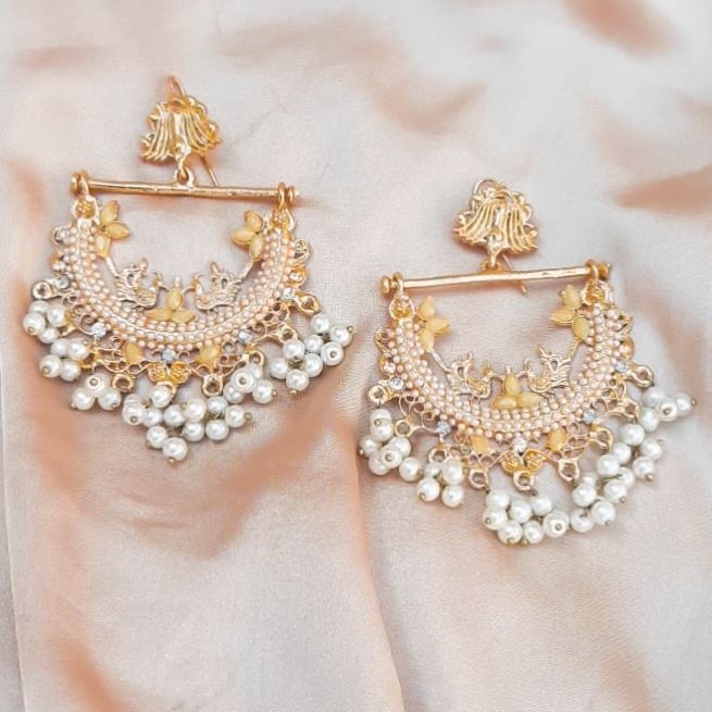 High Quality Chand Bali/Earring With White Stones For Girls & Woman