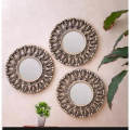 Elegant 3-Piece Golden Decorative Wall Mirror Set for Home Room Decor. 