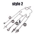 Anime Hunter X Hunter Kurapika Fingers Chain Earrings Punk Hip Hop Vintage Cross Ring Halloween Fashion Unisex Cosplay Accessories. 