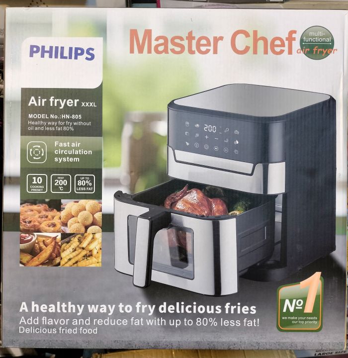 Air Fryer Master Chef Multifunction  Digital Large capacity 8 L with Built-in Recipes Heat Setting
