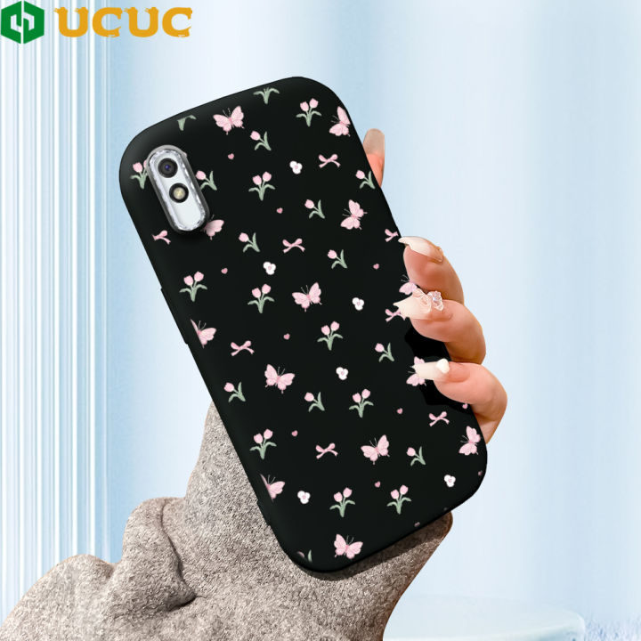 UCUC for Redmi 9A Back Cover Full Screen of Flowers and Butterflies Luxury Plating Lens Soft Candy Phone Case
