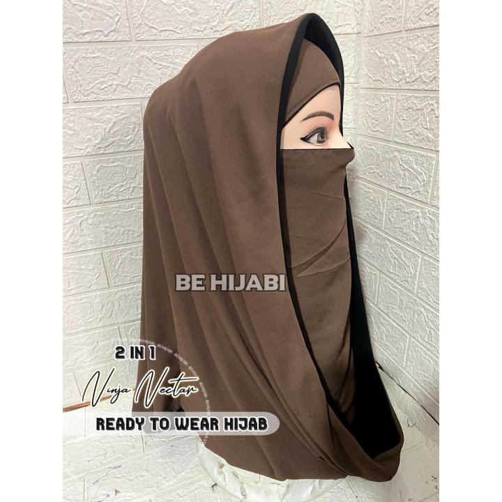 2 in1 Ninja Nector Ready To Wear Hijab Color Coffee